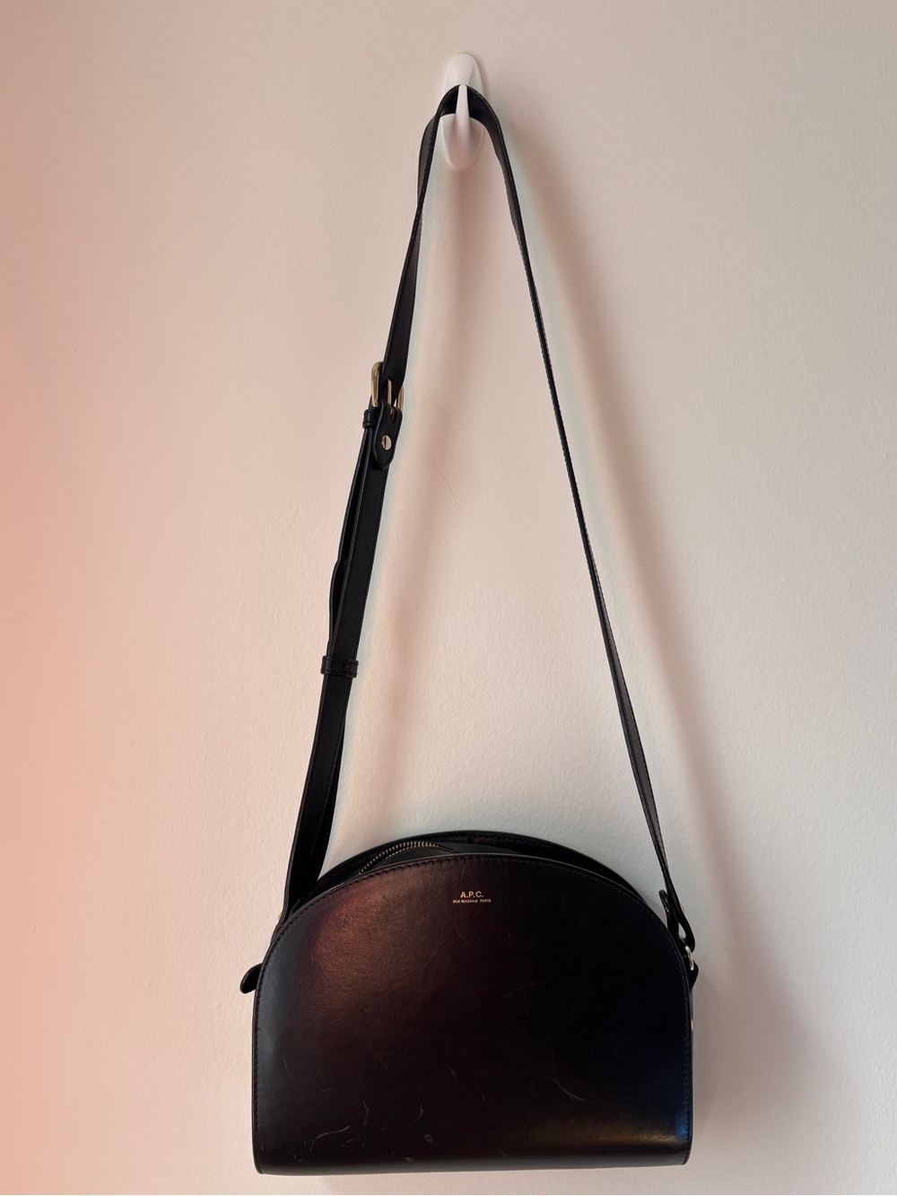 A.P.C. half-moon bag in black leather